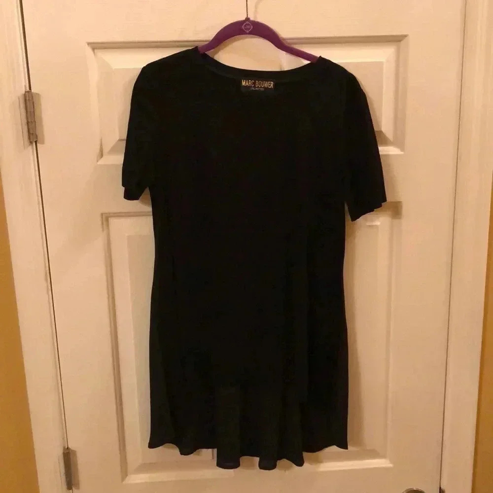 Faux suede and chiffon Hi-Lo shirt
